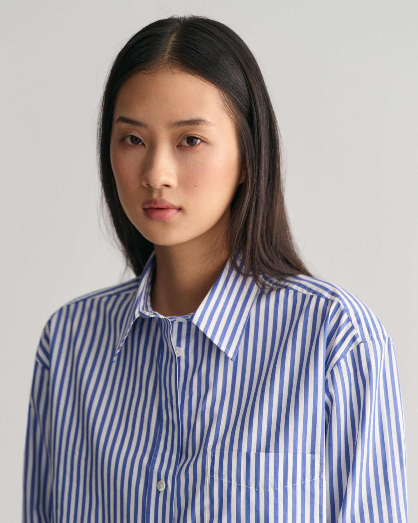 Relaxed Fit Cropped Striped Shirt