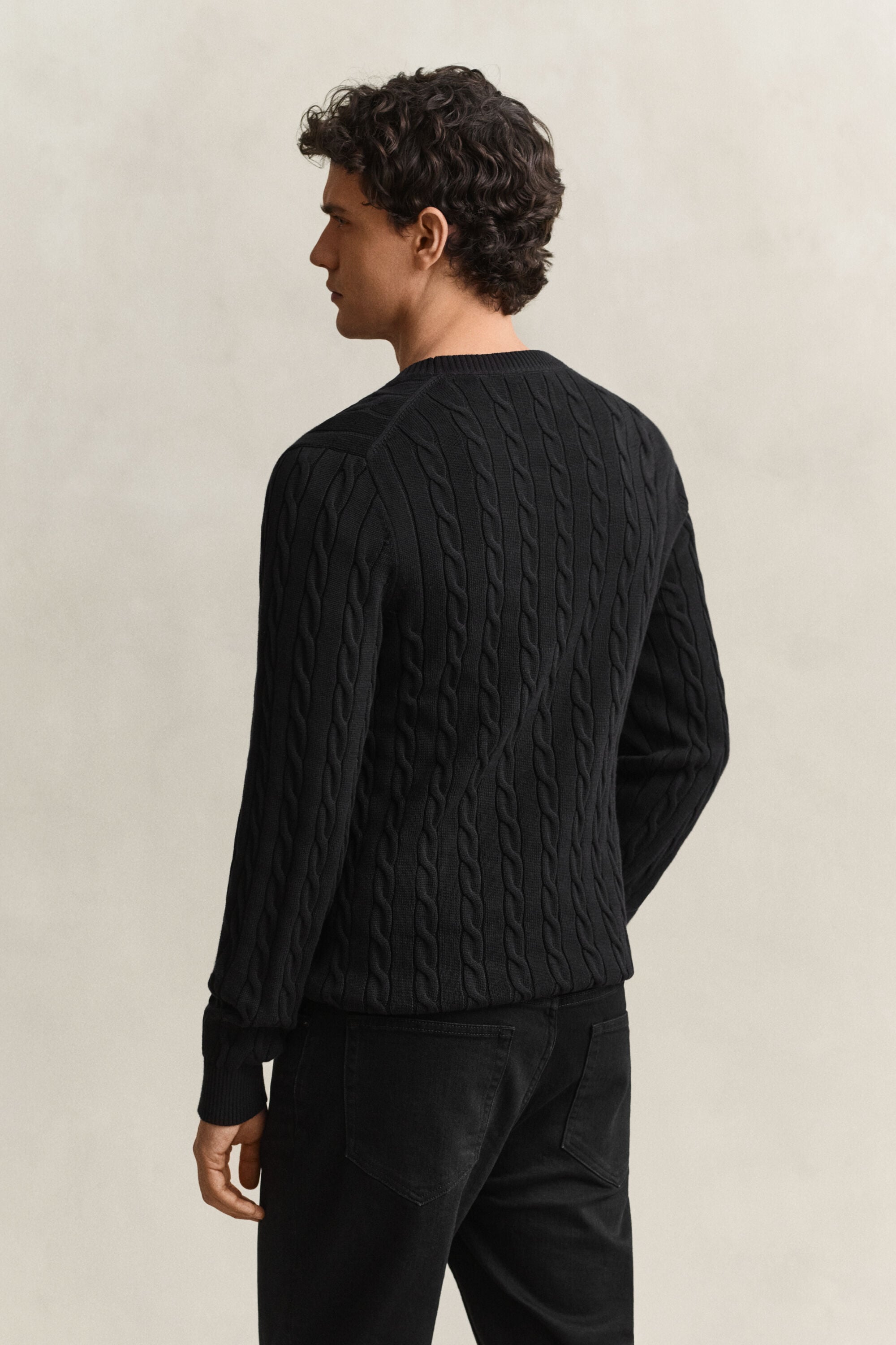 Cotton Cable Knit Crew Neck Sweater