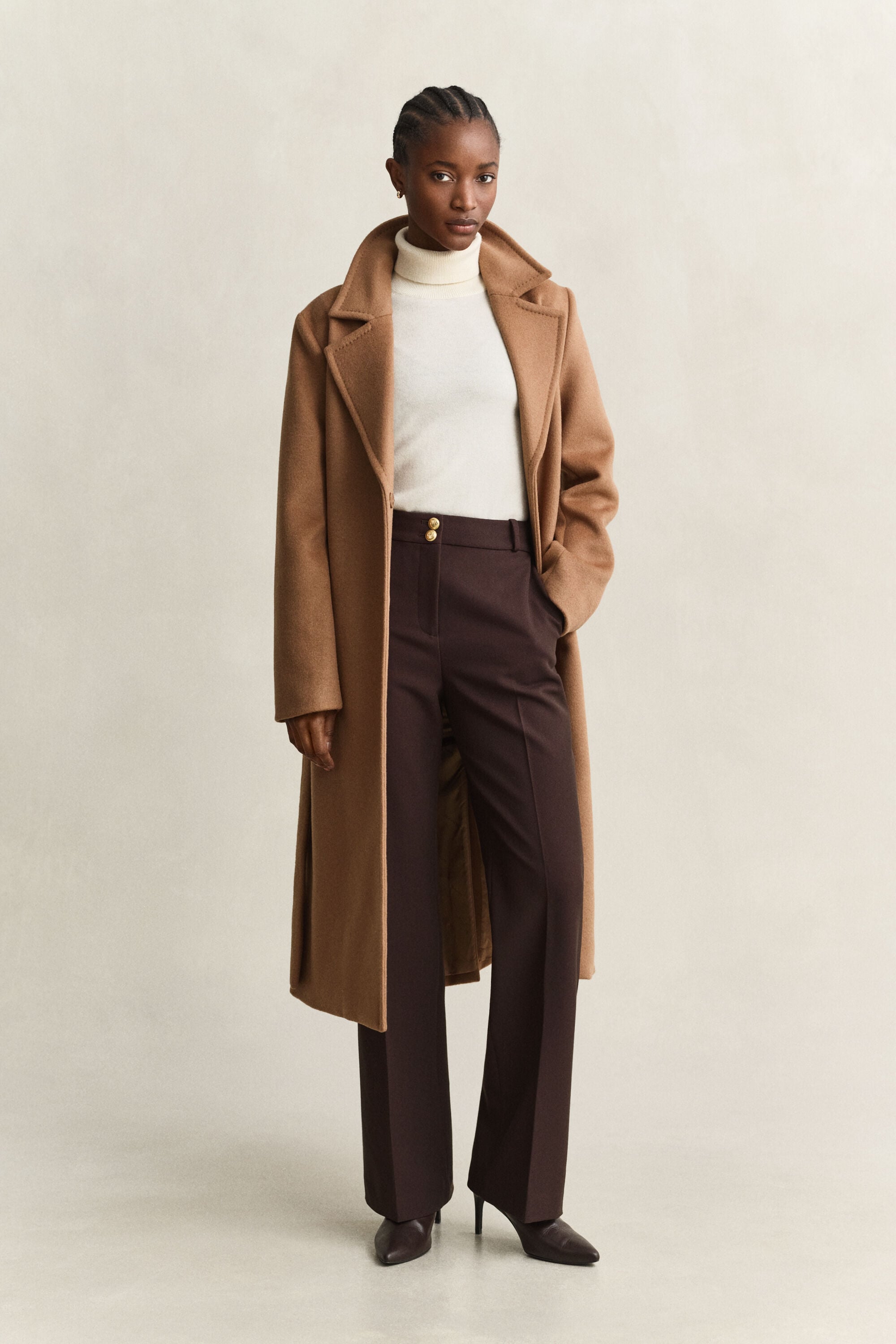 Wool Cotton Turtleneck Sweater — CREAM