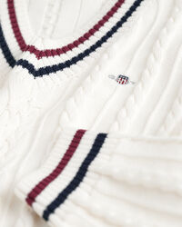 Teens Striped Cable Knit V-Neck Sweater