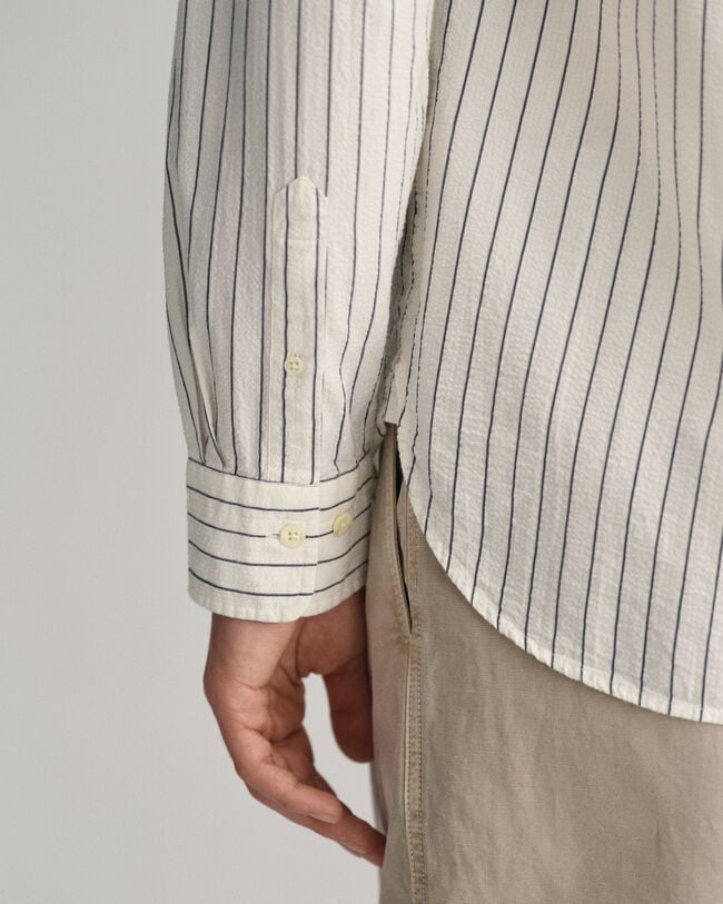 Relaxed Fit Pinstriped Seersucker Shirt
