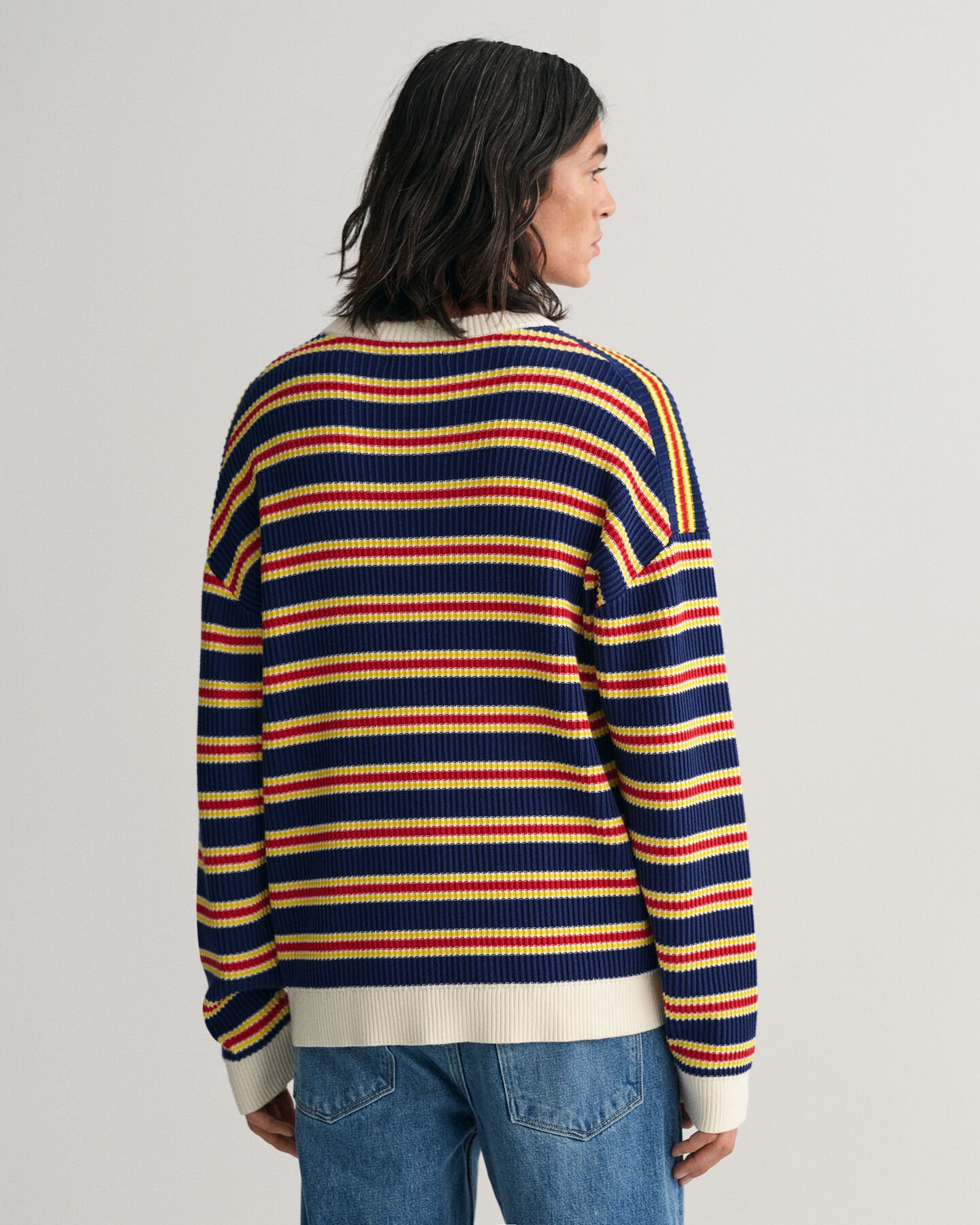 Multi Striped Crew Neck Sweater