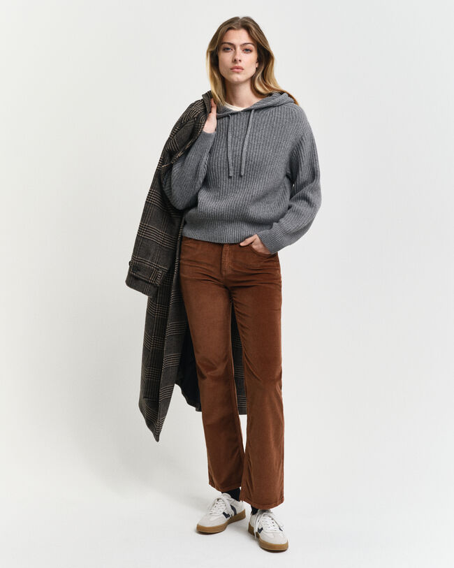 Ribbed Knitted Hoodie