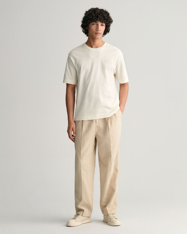 Pleated Cotton Linen Chinos