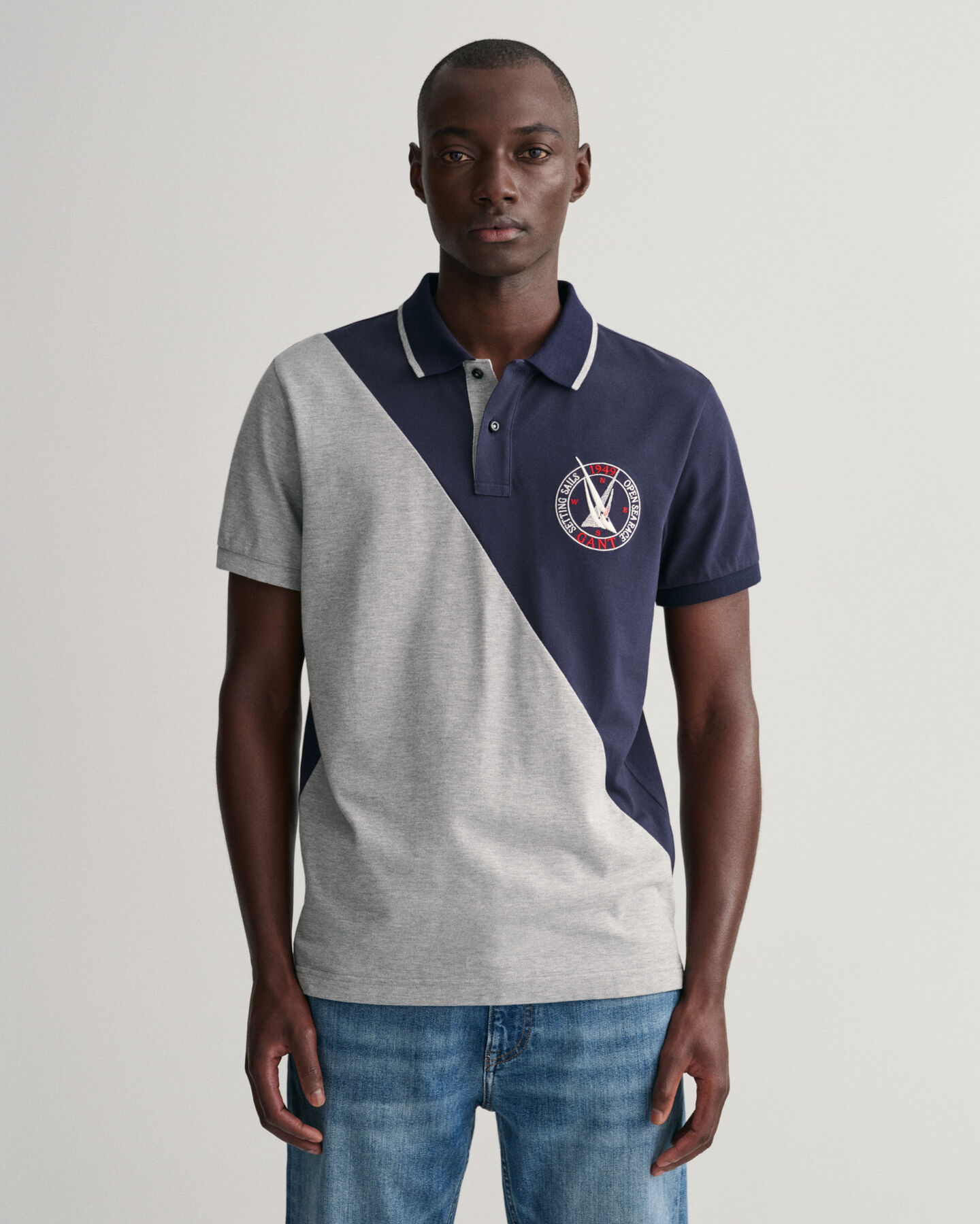 Sail Graphic Diagonal Block Piqu&eacute; Polo Shirt