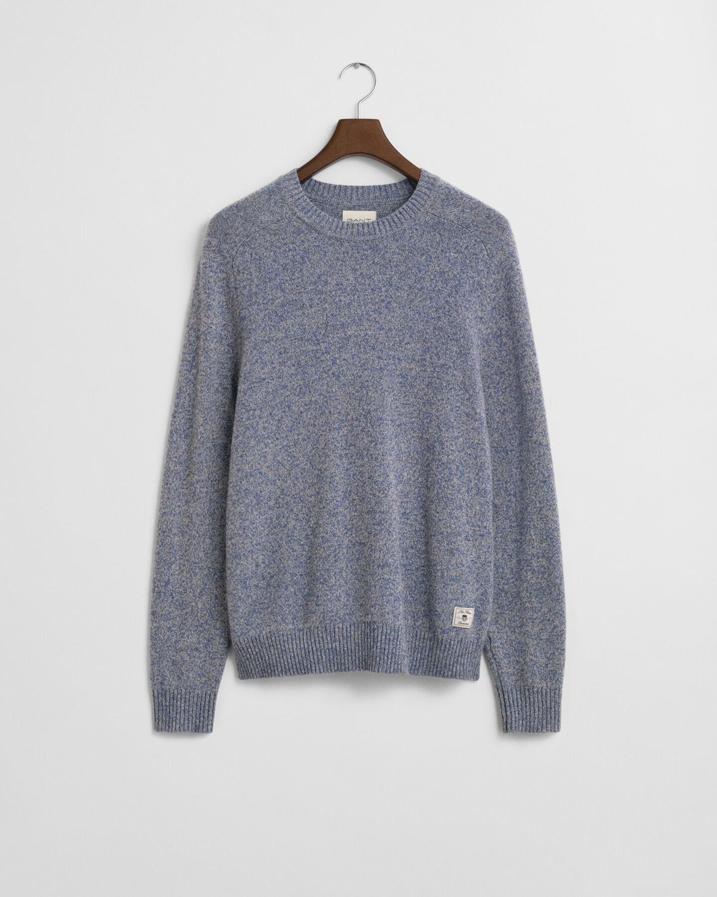 Wool Blend Mouliné Crew Neck Sweater