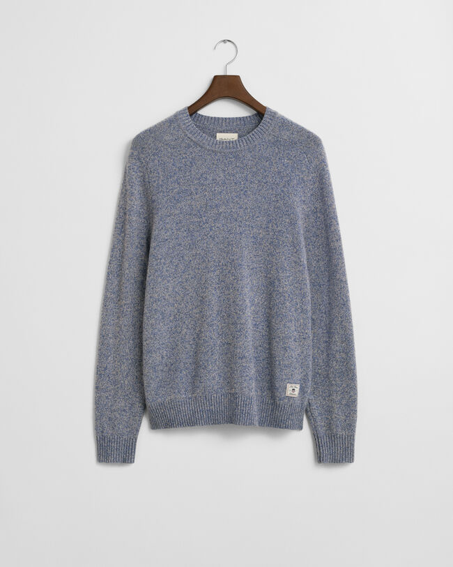 Wool Blend Mouliné Crew Neck Sweater