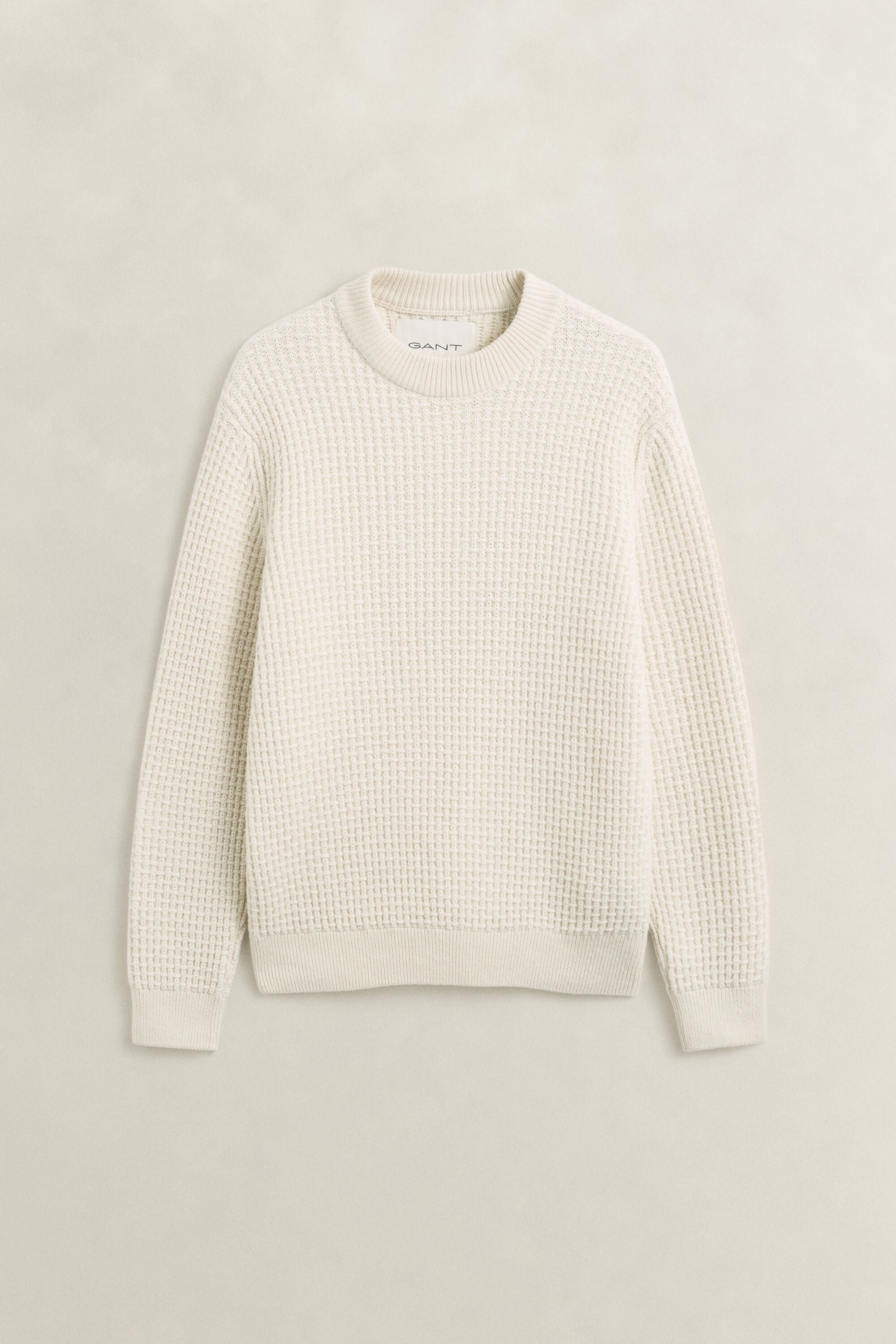 Textured Cotton Wool Mock Neck Sweater