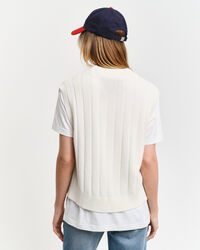 Wide Ribbed Wool V-Neck Sweater Vest