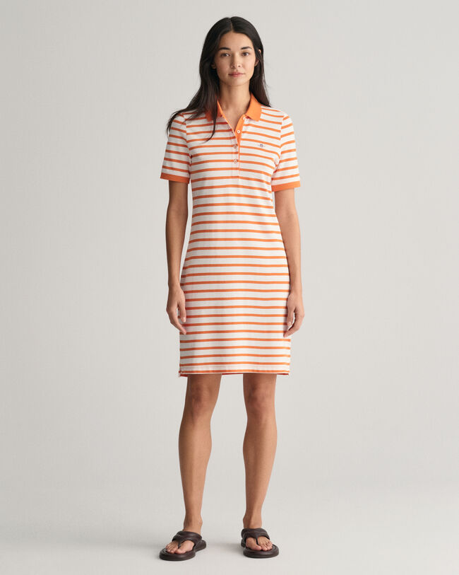 Striped Shield Piqu&eacute; Polo Dress