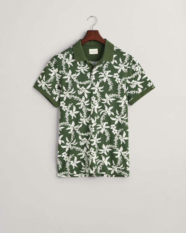Palm Lei Print Piqu&eacute; Polo Shirt