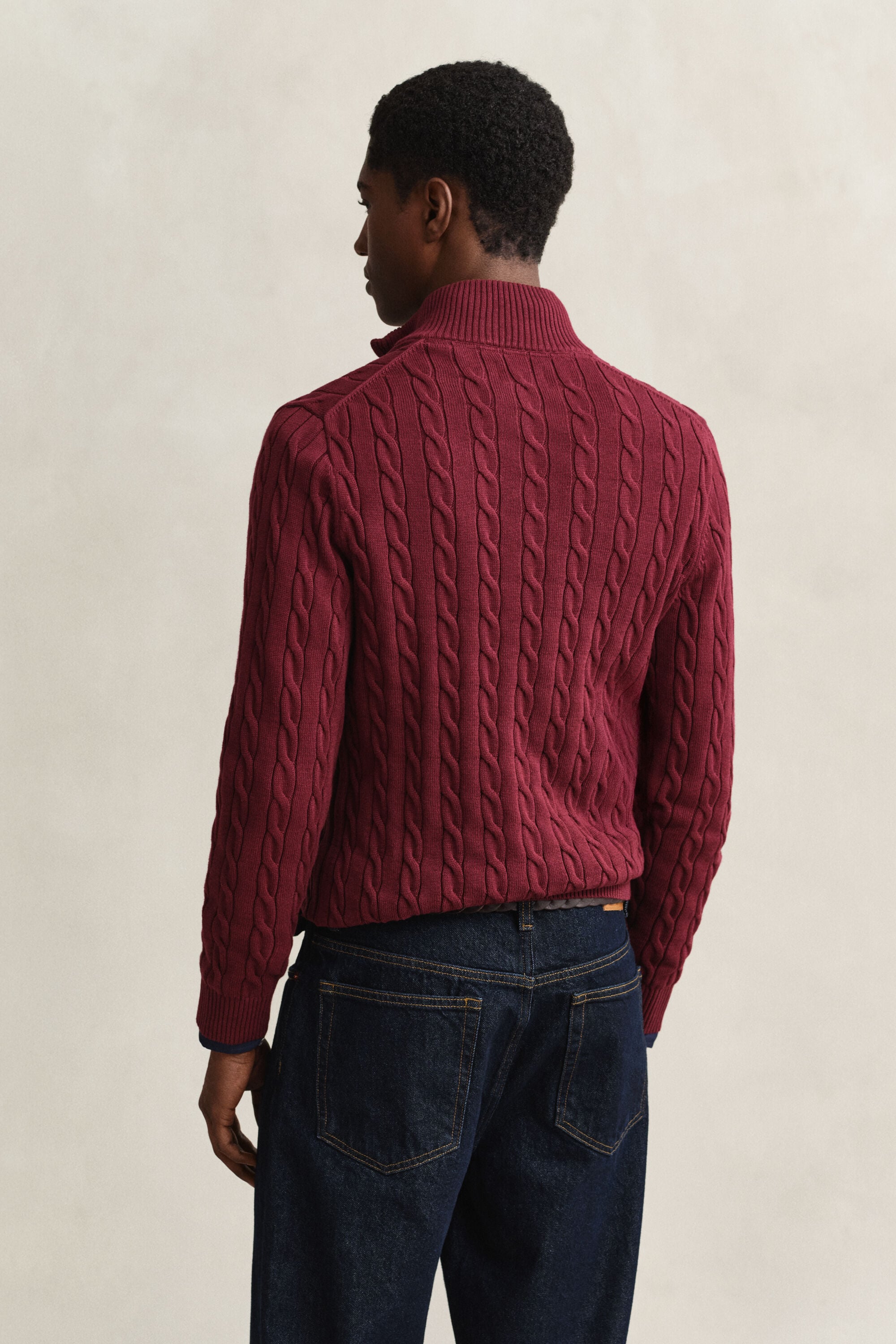 Cotton Cable Knit Half-Zip Sweater