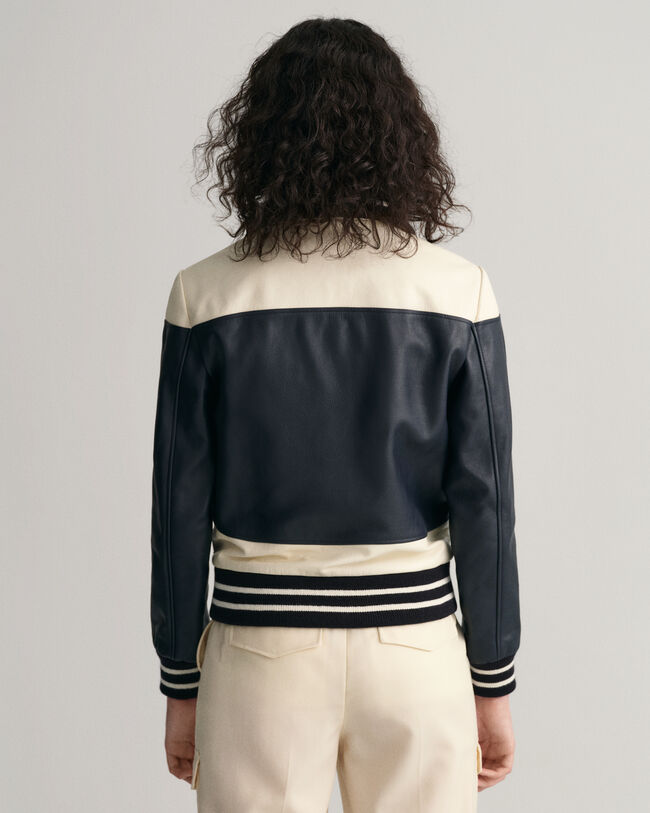 Blocked Leather Jacket