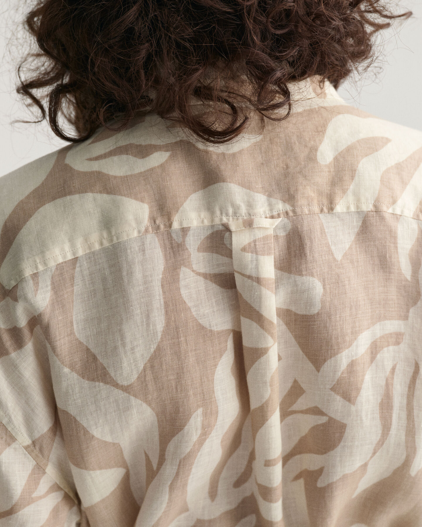 Palm Print Linen Shirt Dress