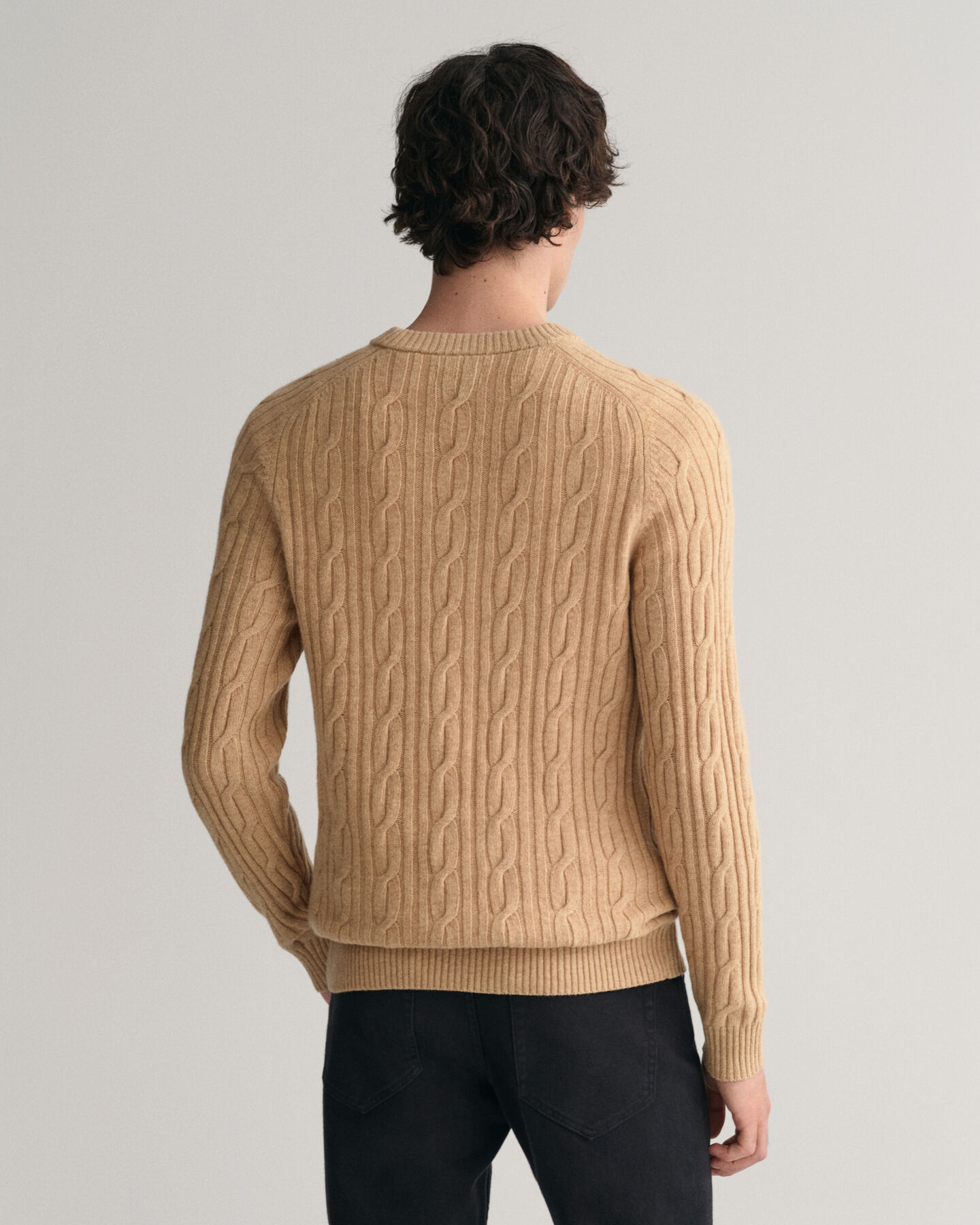 Lambswool Cable Knit Crew Neck Sweater