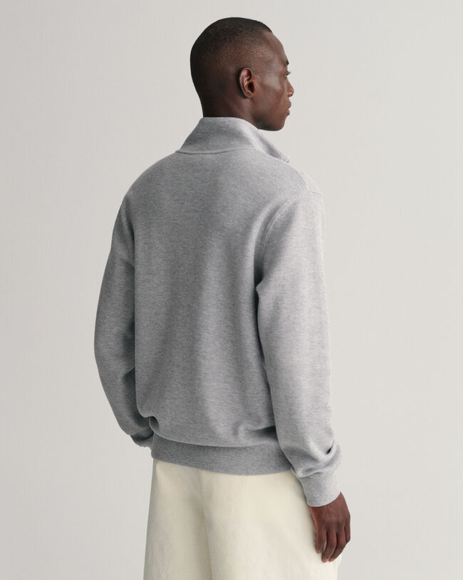 Waffle Texture Half-Zip Sweater