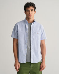 Regular Fit Striped Seersucker Short Sleeve Shirt