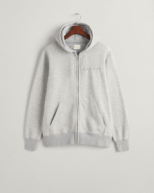 Embossed Zip Hoodie