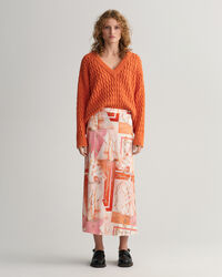 Sailing Print Silk Maxi Skirt