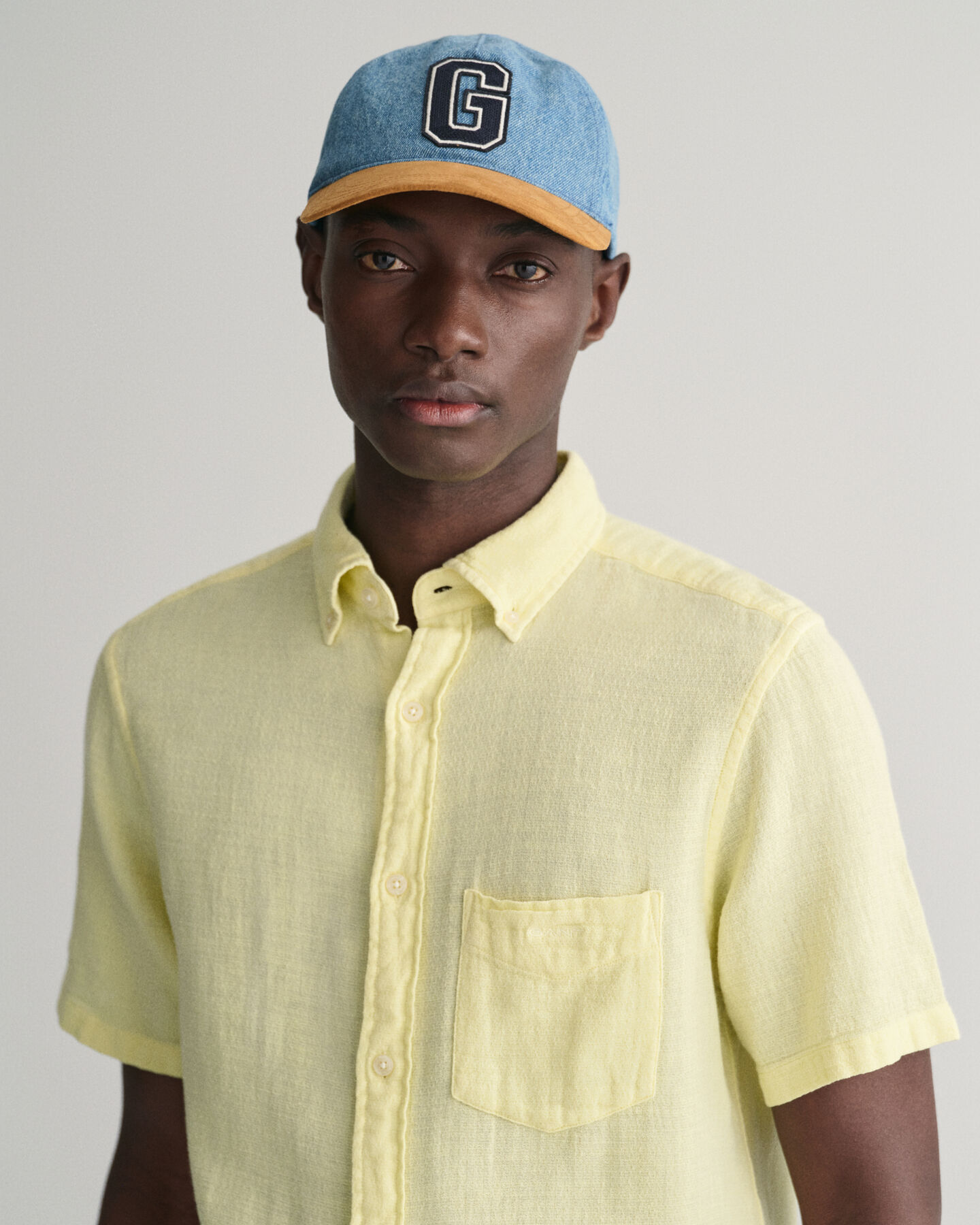 Regular Fit Textured Cotton Linen Short Sleeve Shirt