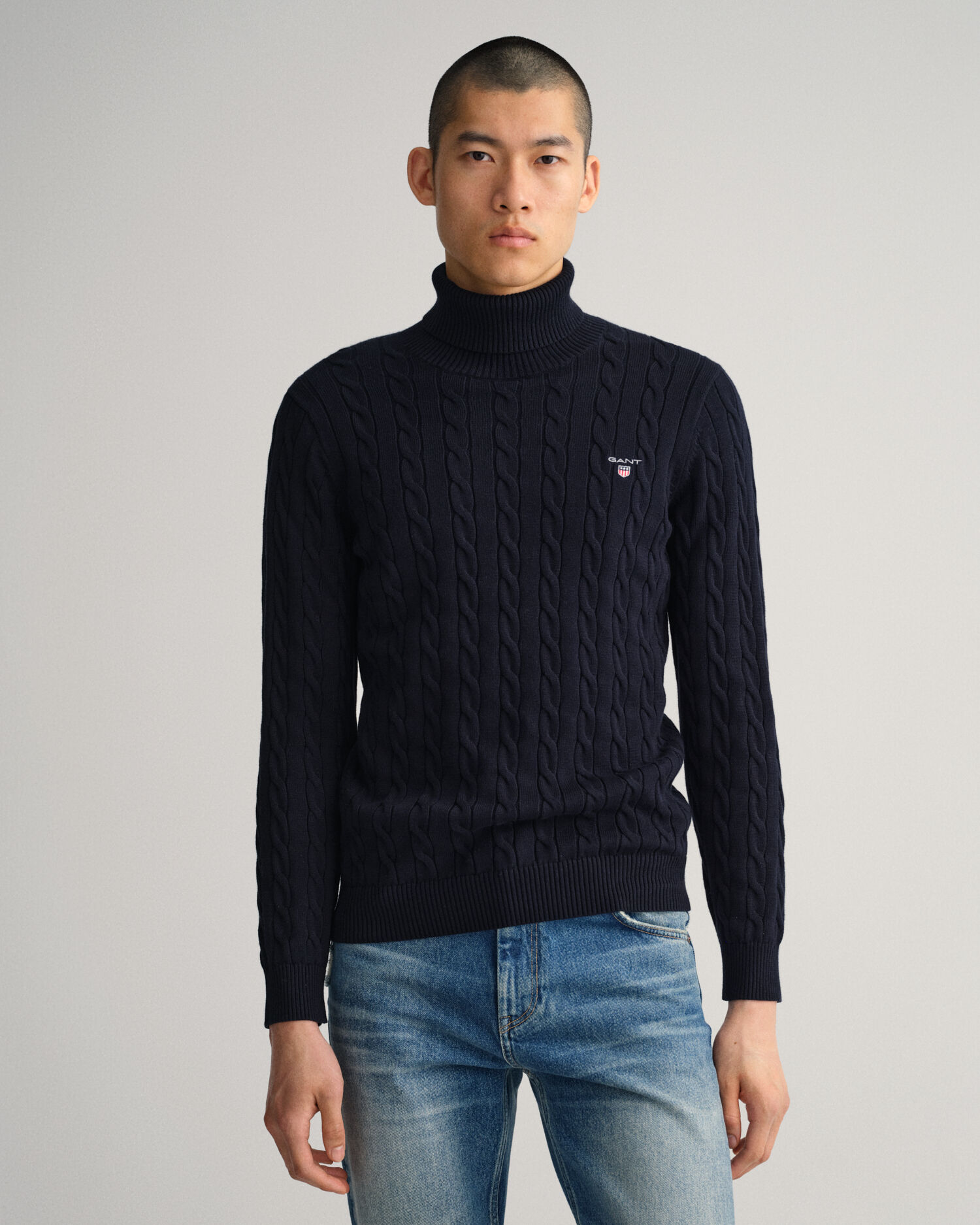 Cotton Cable Turtleneck Sweater - GANT