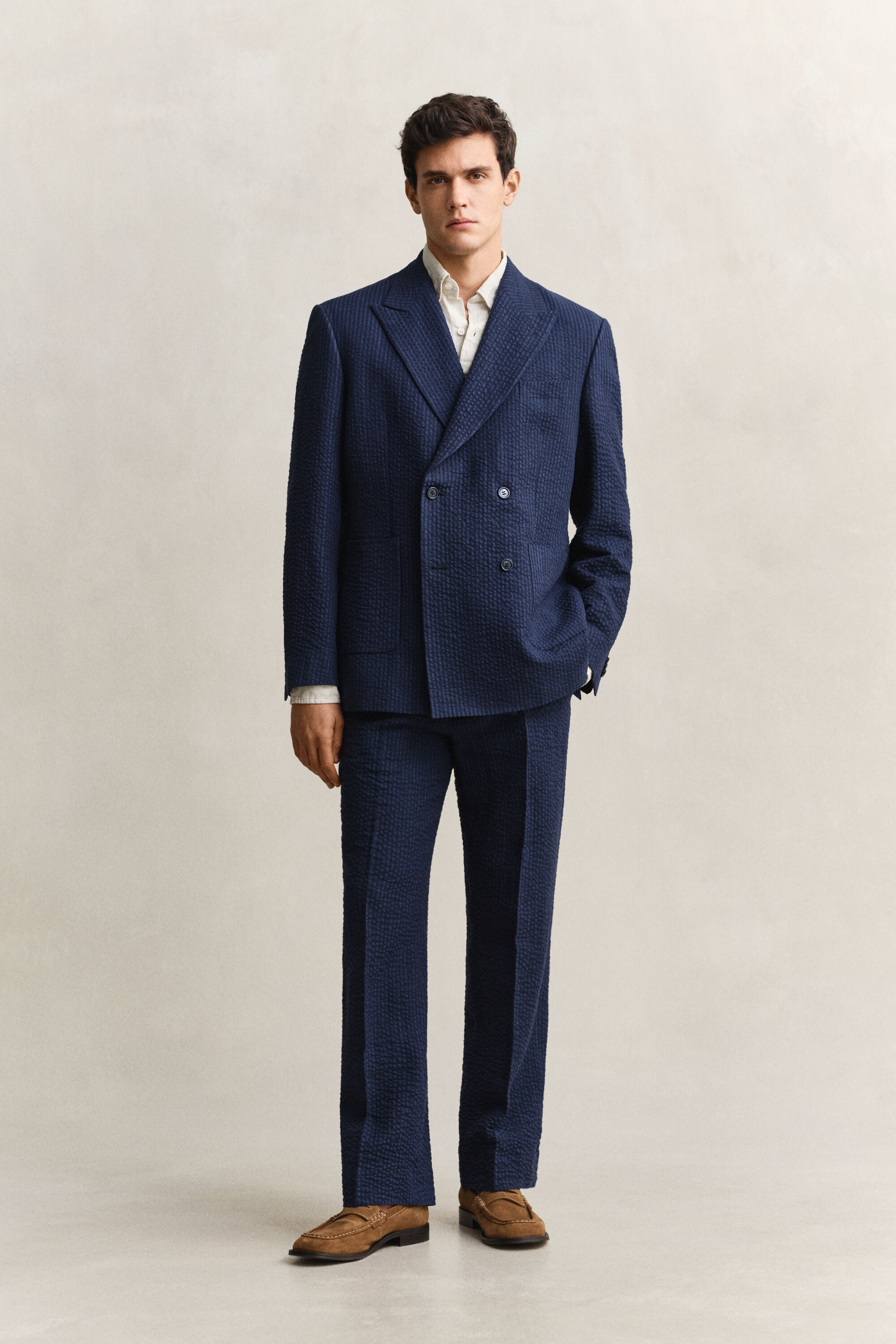 Indigo Seersucker Suit Pants