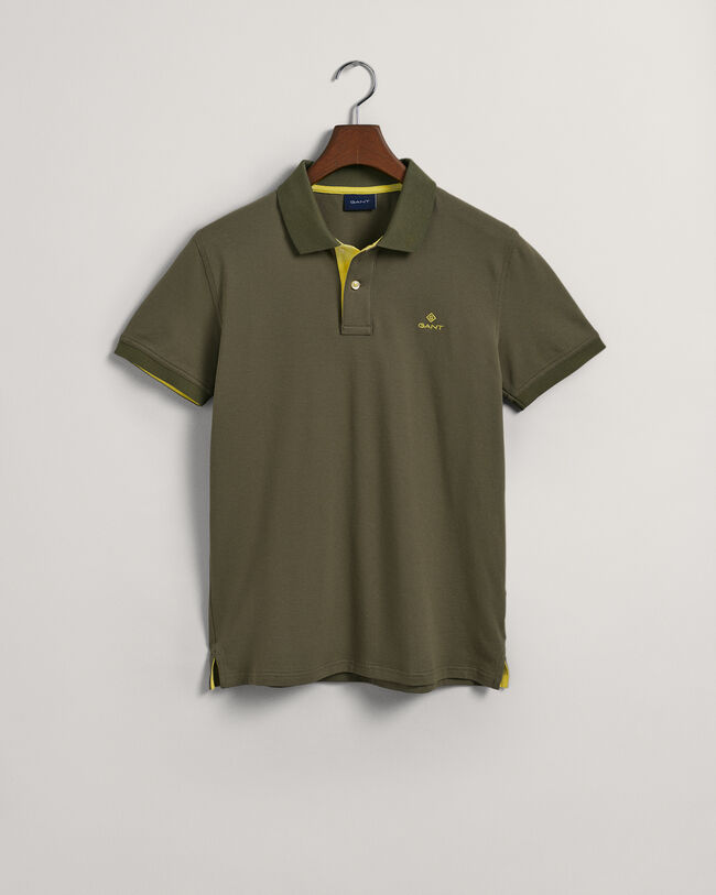 Contrast Collar Piqu&eacute; Polo Shirt