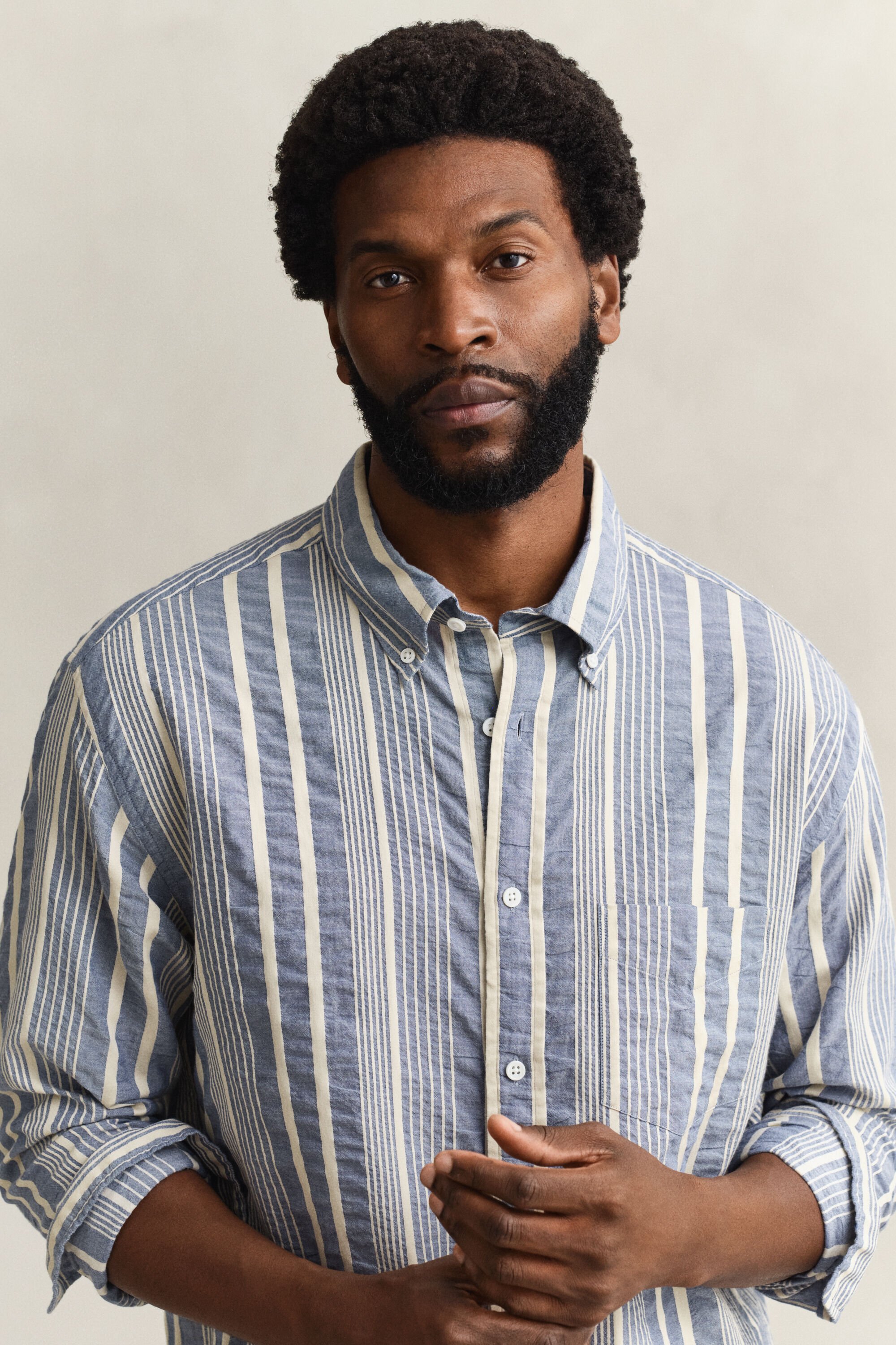 Relaxed Fit Striped Seersucker Shirt