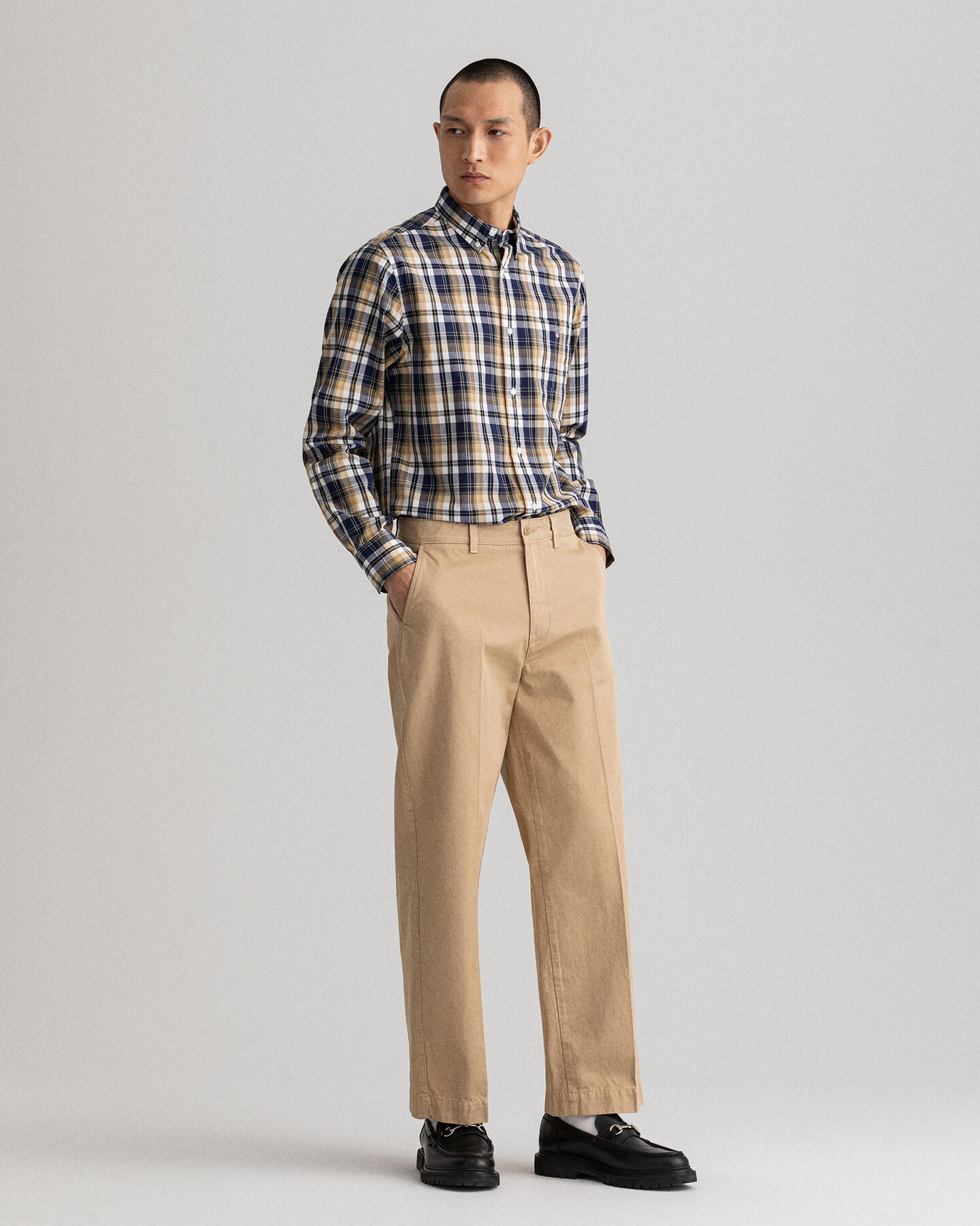 Regular Fit Washed Poplin Check Shirt