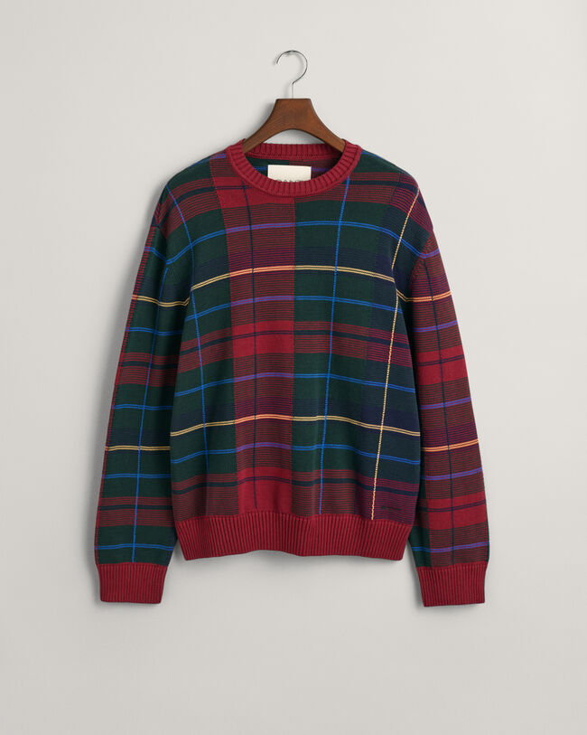 Tartan Jacquard Crew Neck Sweater