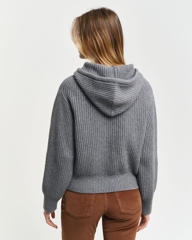 Ribbed Knitted Hoodie