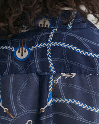 Relaxed Fit Sailing Print Cotton Silk Blouse