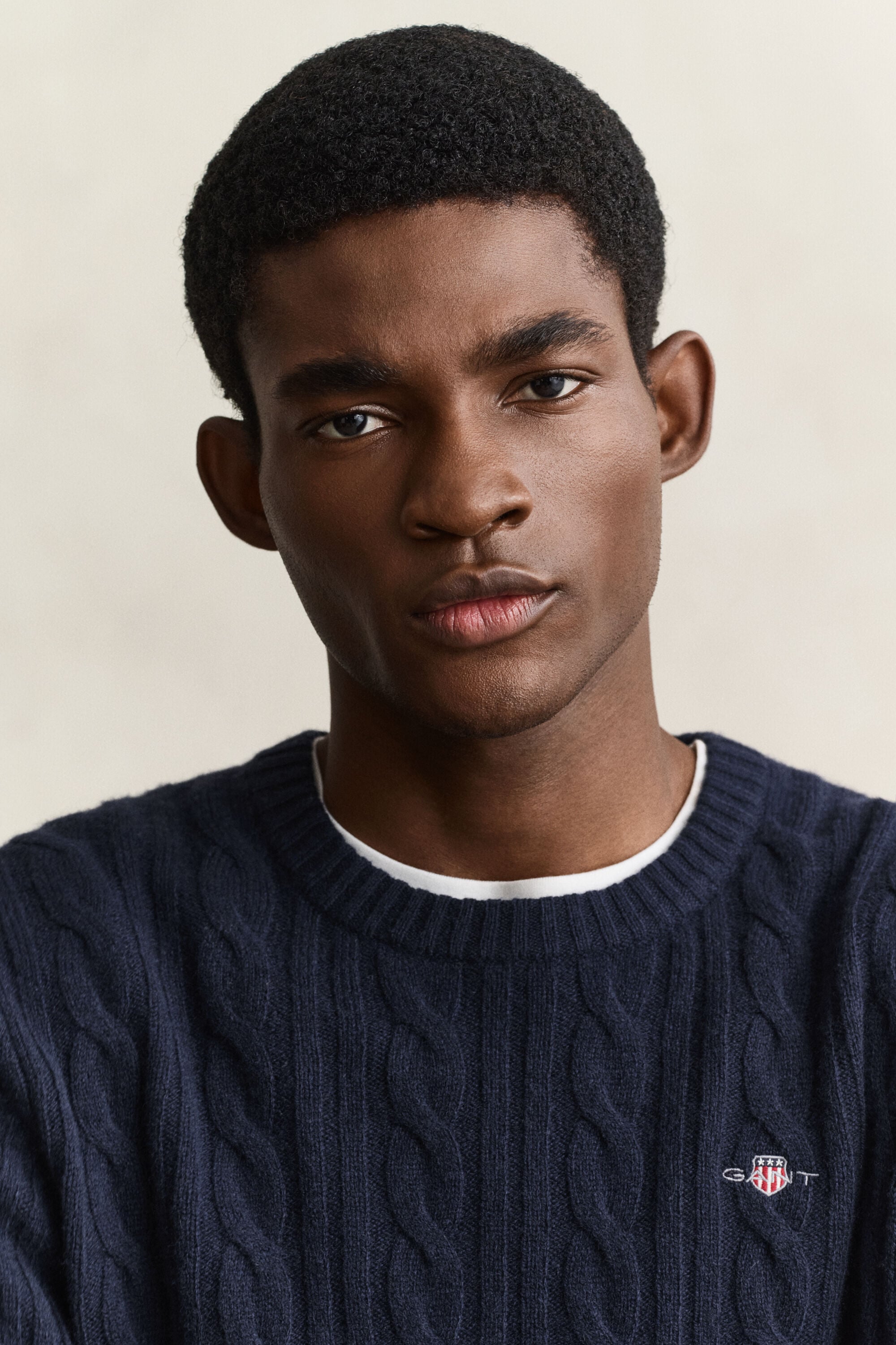 Lambswool Cable Knit Crew Neck Sweater