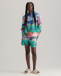 Scenery Print Silk Shirt