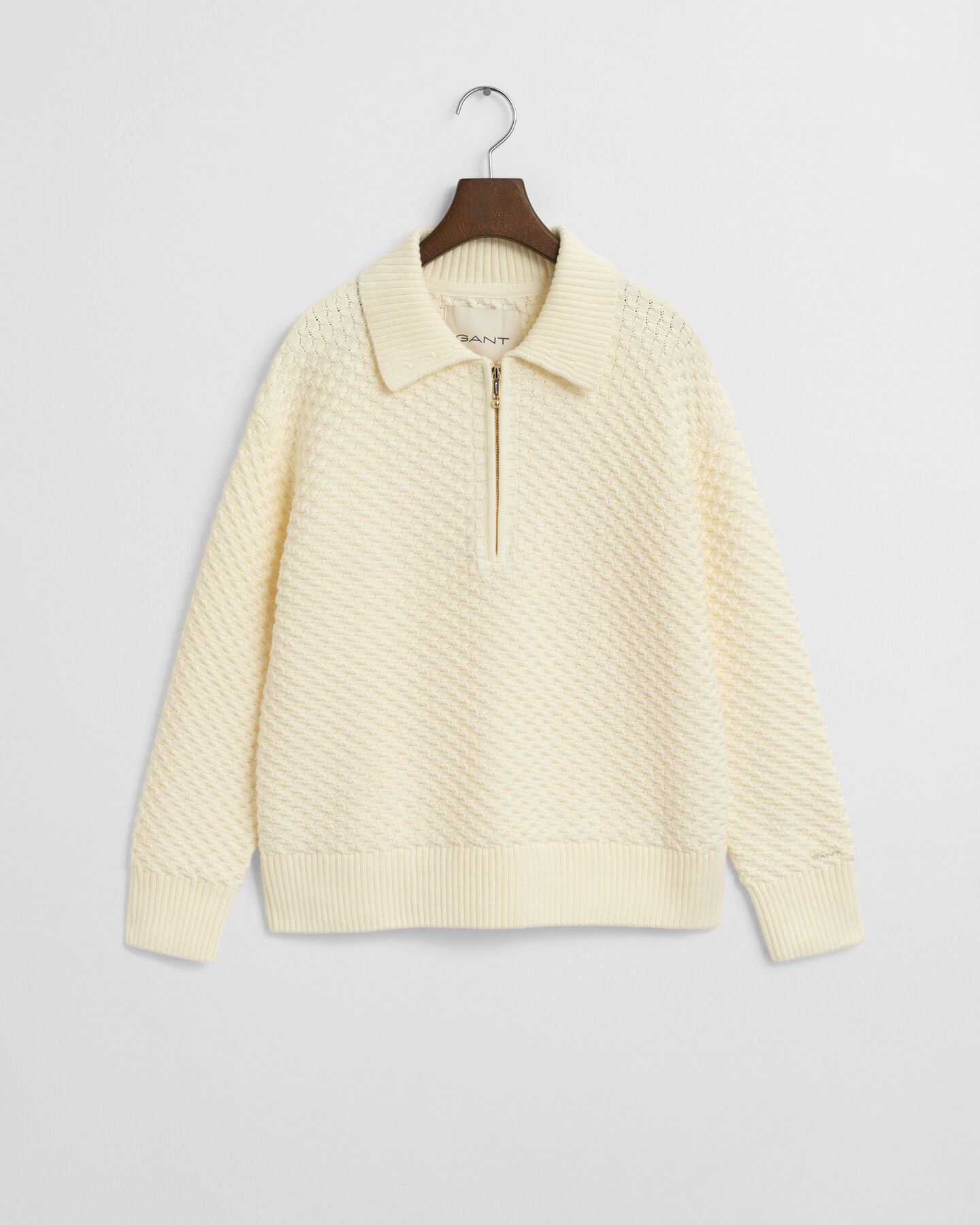 Textured Cotton Half-Zip Sweater