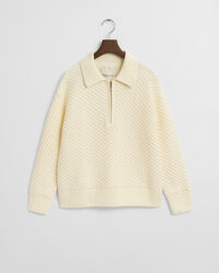 Textured Cotton Half-Zip Sweater