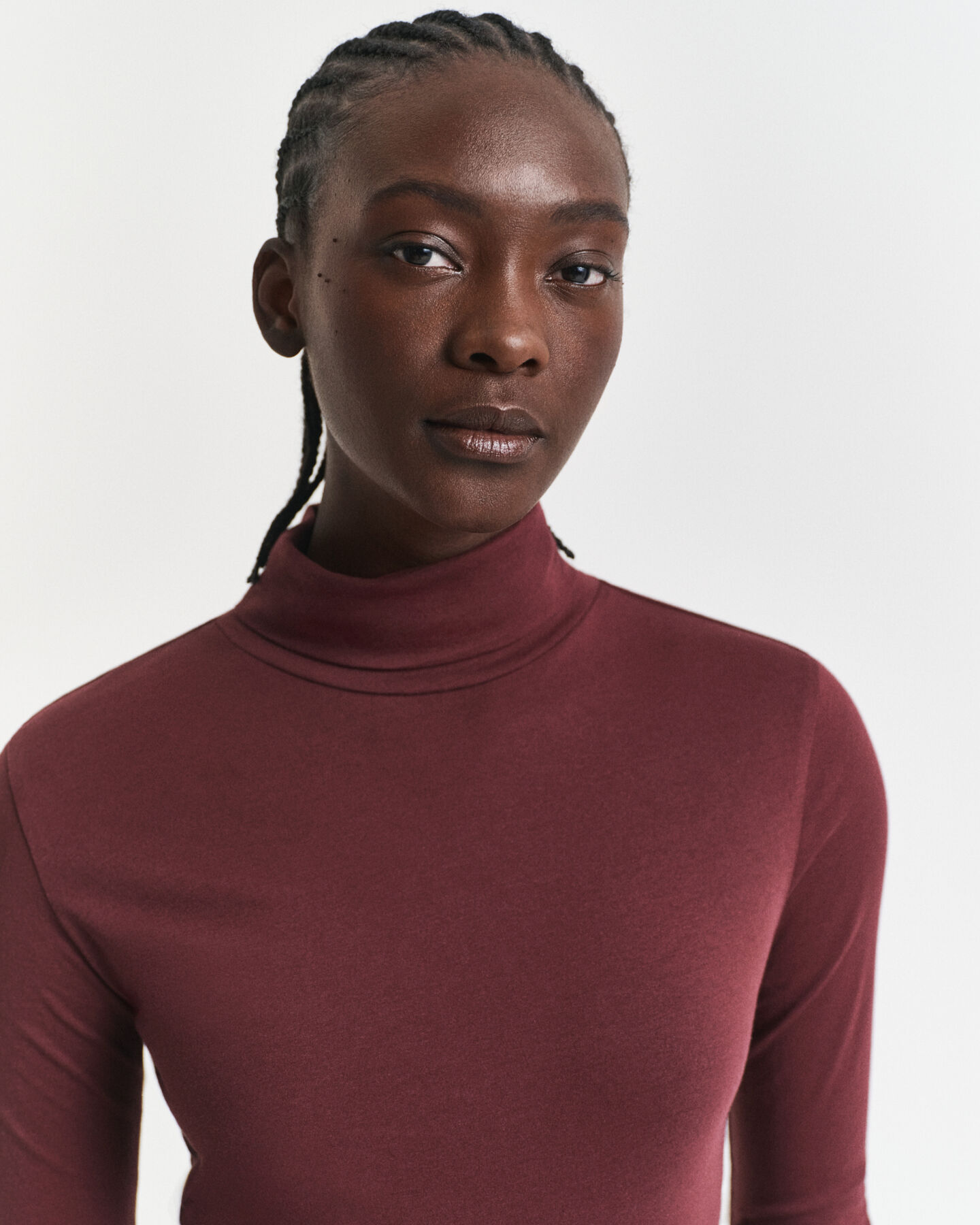 Lightweight Cotton Turtleneck Top