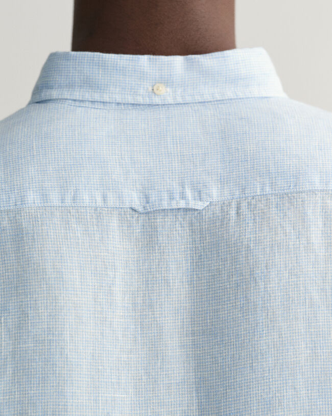 Slim Fit Houndstooth Linen Shirt