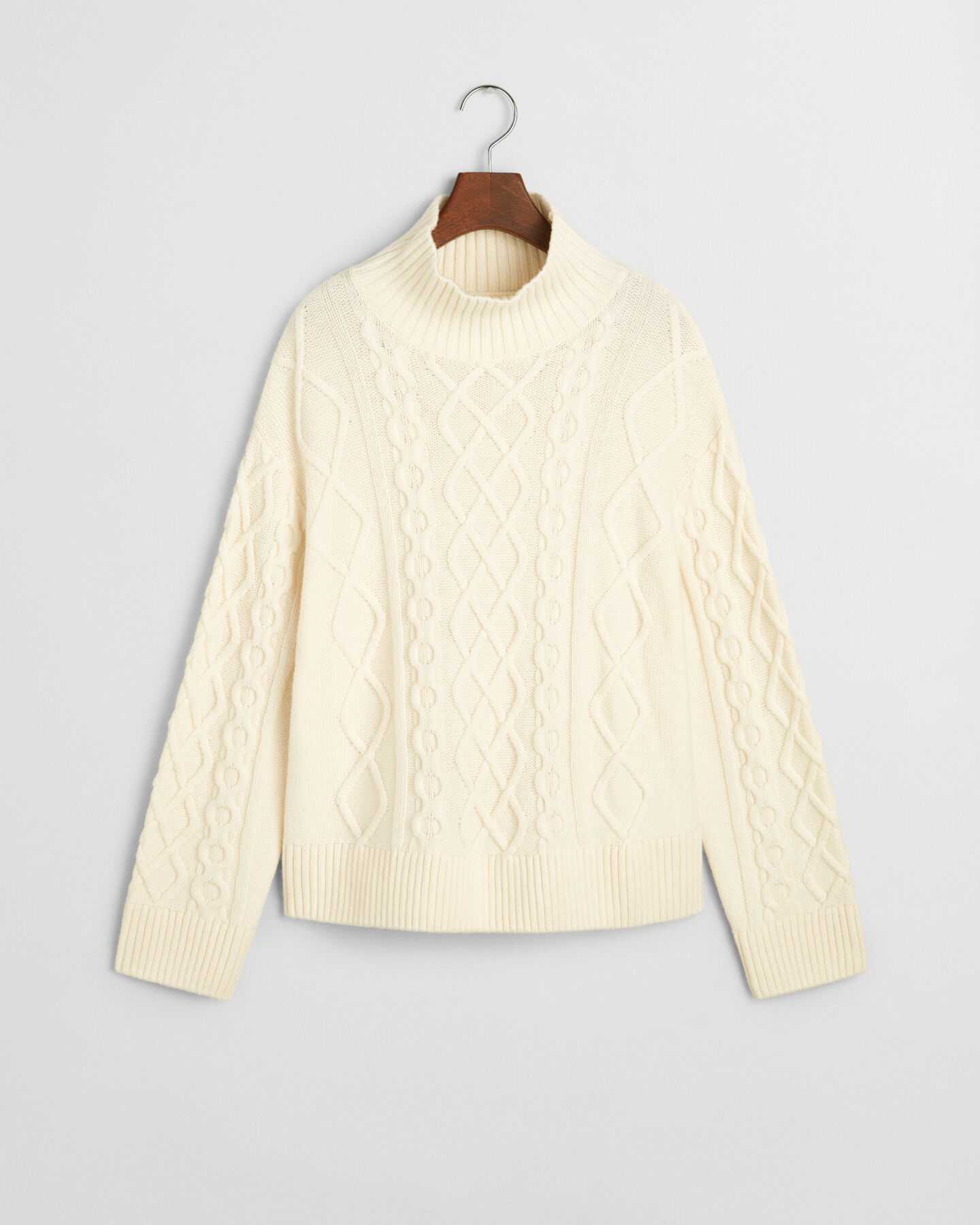 Cable Knit Stand Collar Sweater