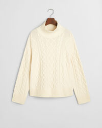 Cable Knit Stand Collar Sweater