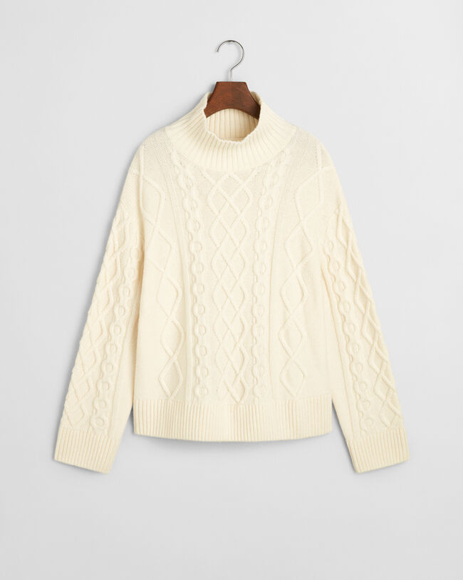 Cable Knit Stand Collar Sweater