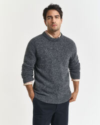 Wool Blend Nepps Crew Neck Sweater