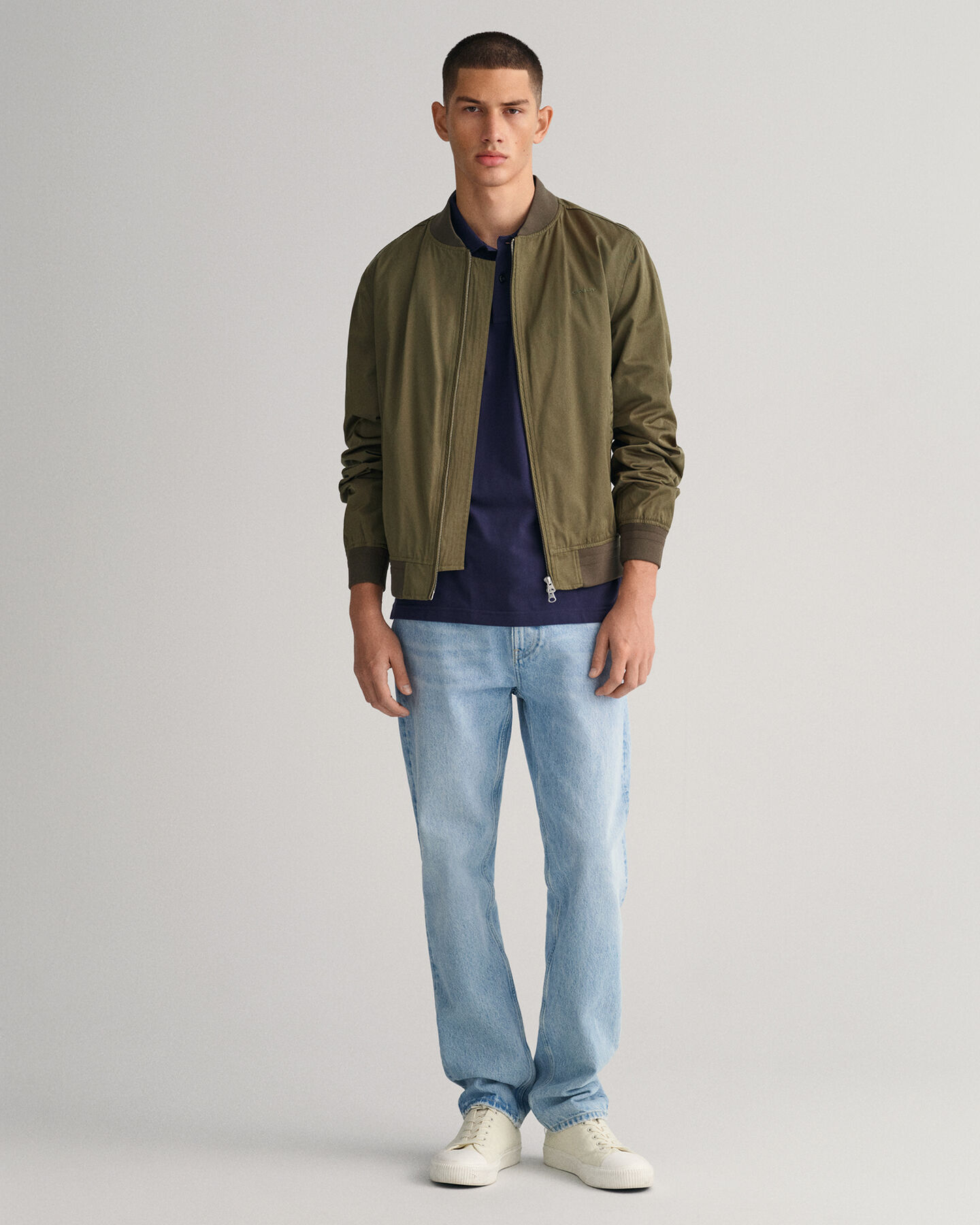 Striped Contrast Collar Piqu&eacute; Polo Shirt