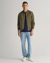 Striped Contrast Collar Piqu&eacute; Polo Shirt