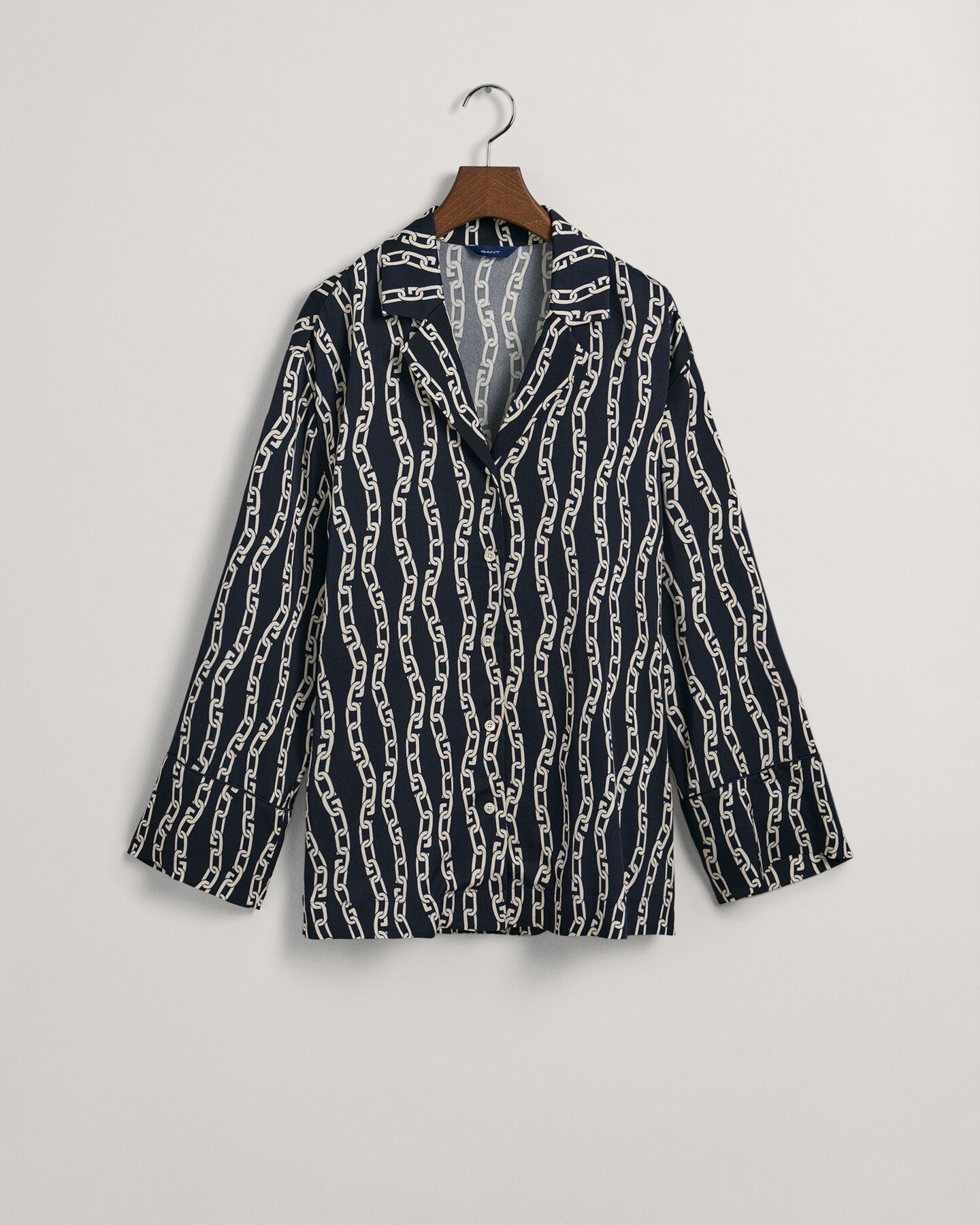 Relaxed Fit Chain Print Pajama Shirt