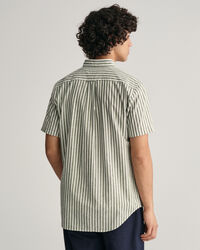 Regular Fit Striped Cotton Linen Short Sleeve Shirt