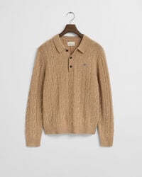 Lambswool Cable Knit Polo Sweater