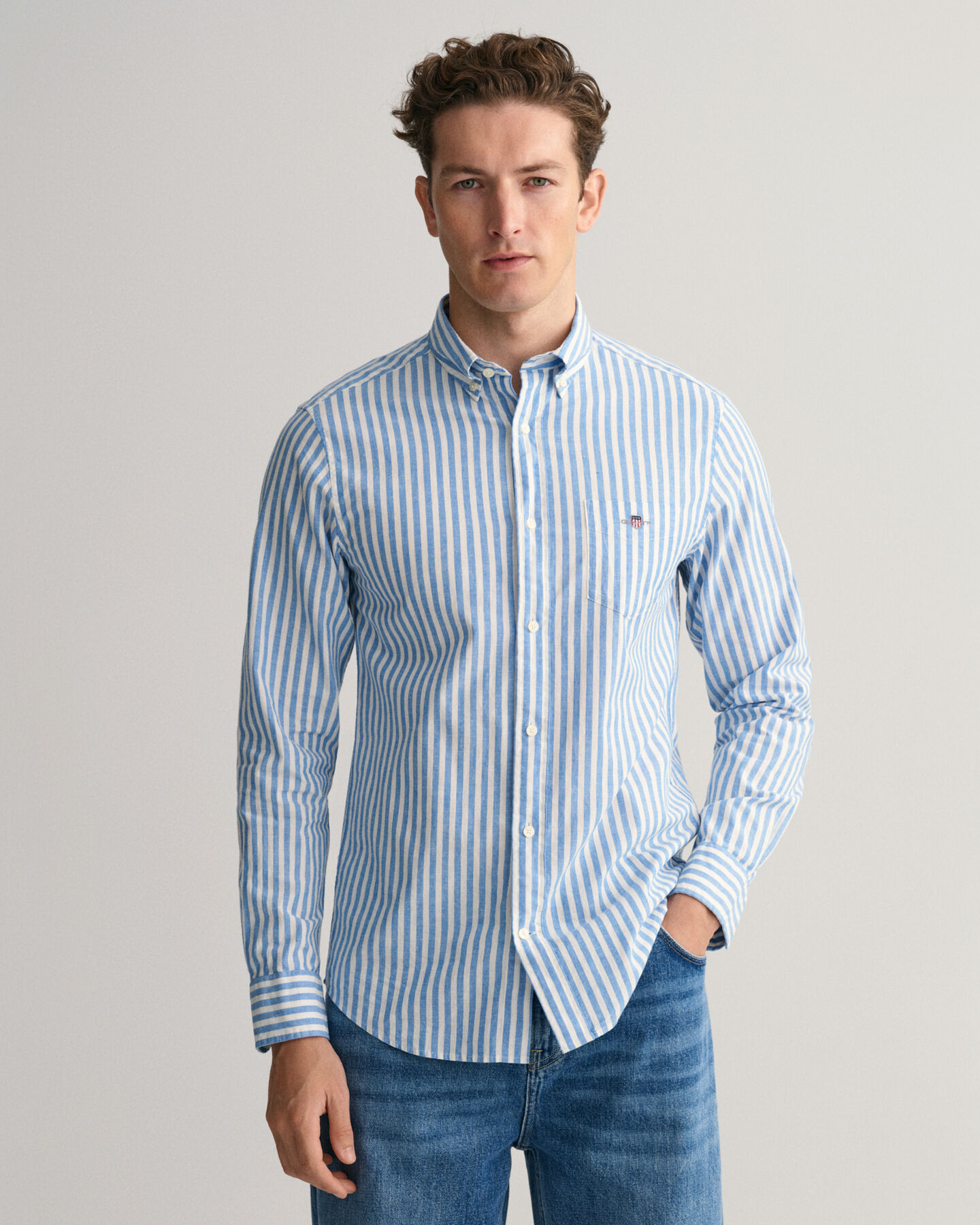 Regular Fit Striped Cotton Linen Shirt