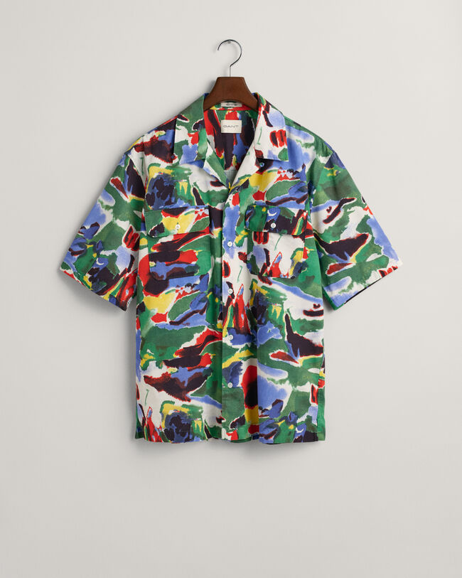 Relaxed Fit Cotton Lyocell Printed Short Sleeve Shirt