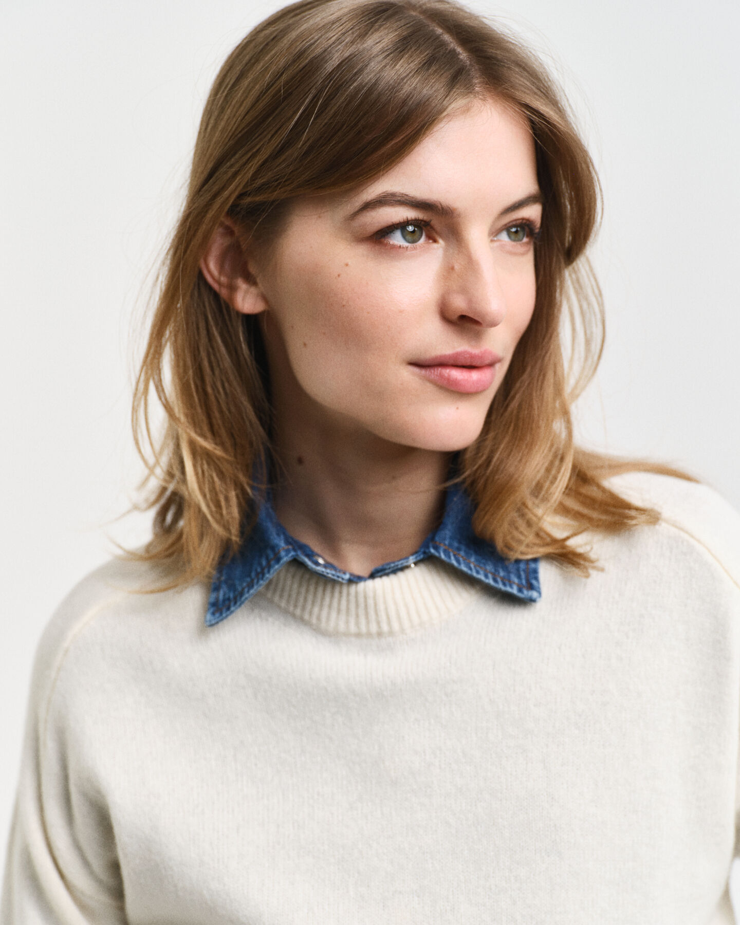 Wool Cashmere Blend Crew Neck Sweater